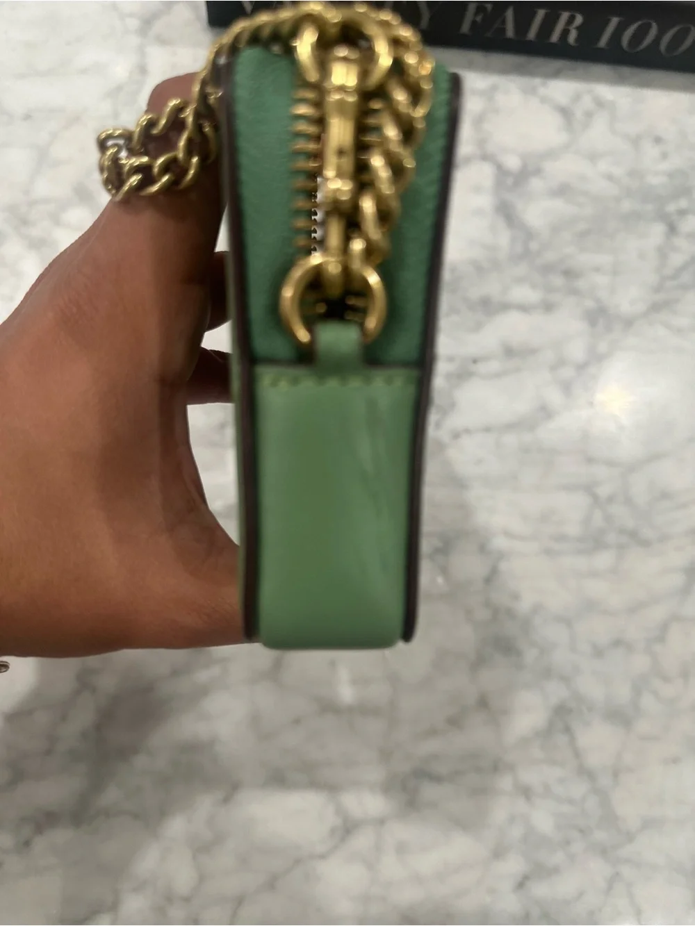 Coach Mint Green Leather Mini Chain Wallet